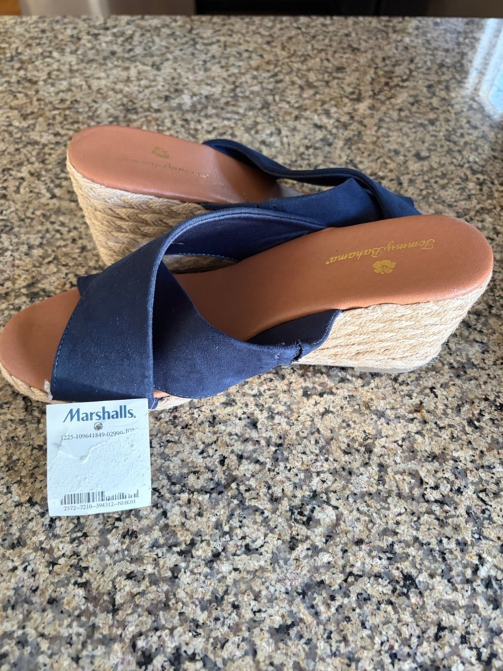 Tommy Bahama Navy Crossband Espadrille Wedge Sandals